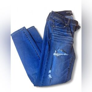 American Eagle Outfitters Women's Ripped Blue Jeggings